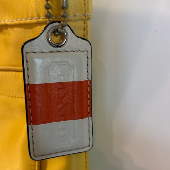 Coach Hampton Weekend Swing Crossbody Purse in Sunny Yellow Satin Fabric - Picture 5 of 14